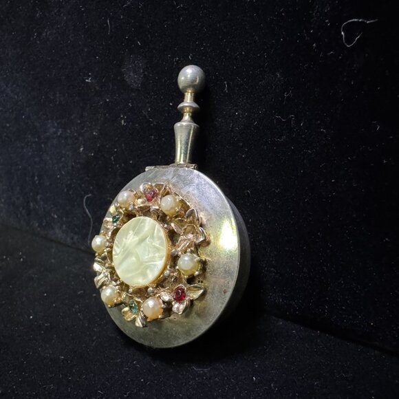 Vtg Pocket Size Portable Butler Ashtray Pill Box MultiColor Rhinestones jw1480 - Picture 3 of 15